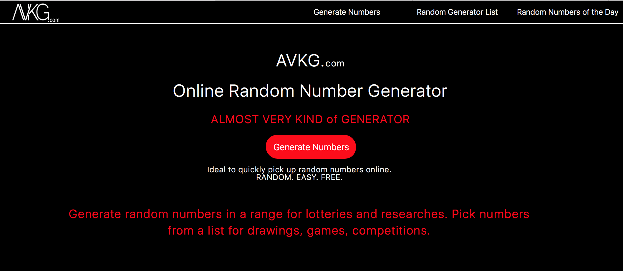 Free number generator
